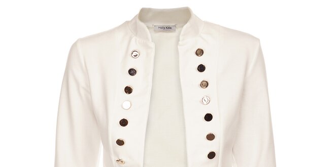 Dámský bílý kabátek Holly Kate s kovovými knoflíky