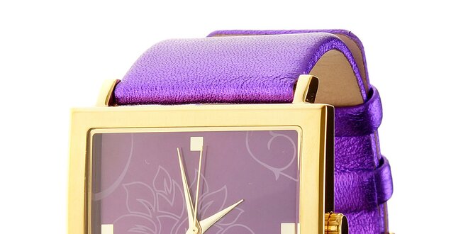 Dámské fialové náramkové hodinky Axcent s koženým řemínkem