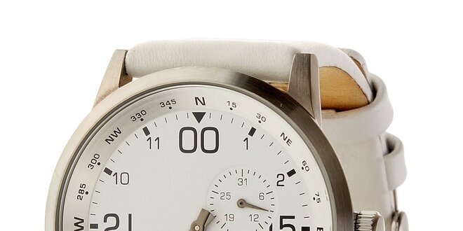 Dámské ocelové hodinky Axcent s bílým koženým řemínkem