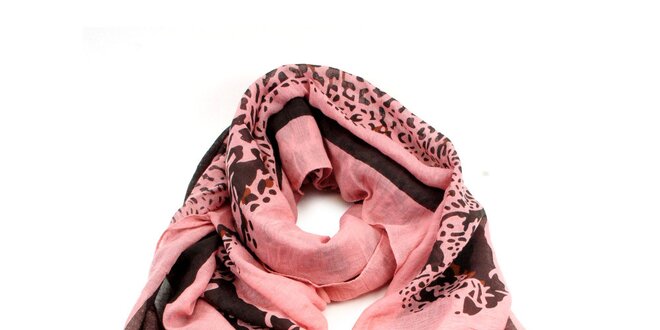 Dámský růžový šátek s potiskem Invuu London