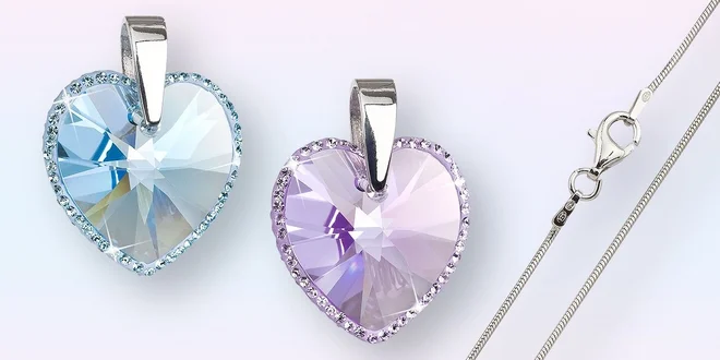 Stříbrná srdíčka se Swarovski Elements