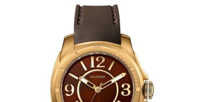 Dámské bronzové ocelové hodinky se silikonovým řemínkem Tommy Hilfiger