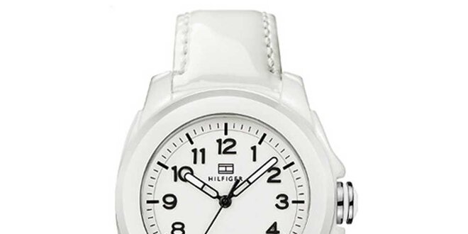 Dámské bílé keramické hodinky s lesklým řemínkem Tommy Hilfiger