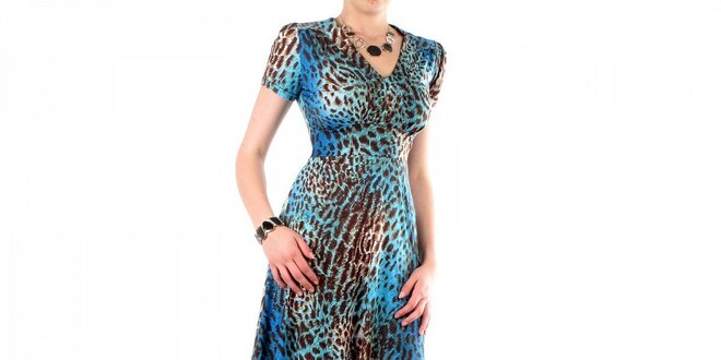 Dámské modro-hnědé leopardí šaty Fifilles