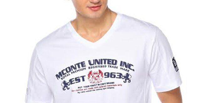 Pánské bílé tričko s barevným nápisem M. Conte