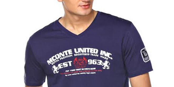 Pánské modré tričko s barevným nápisem M. Conte