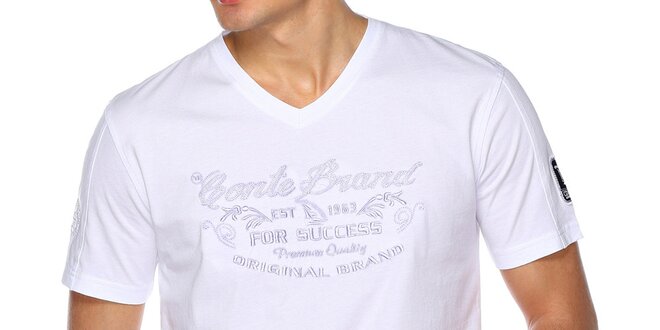 Pánské bílé tričko s nápisem M. Conte