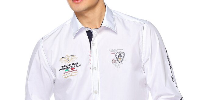 Pánská bílá košile s výšivkami M. Conte