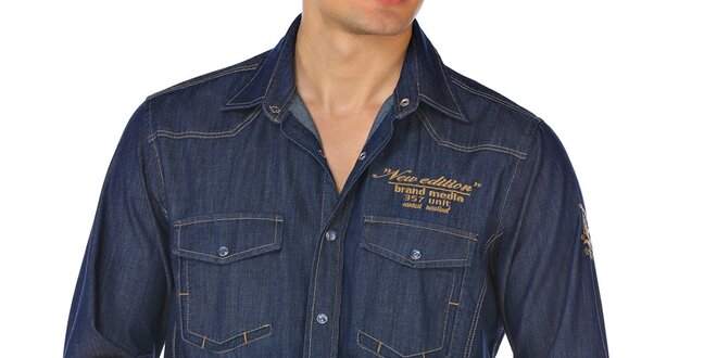 Pánská modrá džínová košile M. Conte