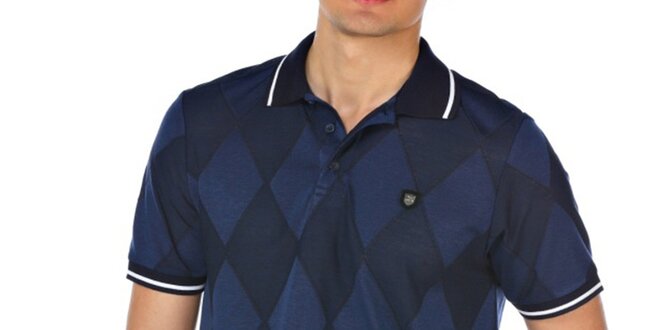Pánské modré kárované polo tričko M. Conte