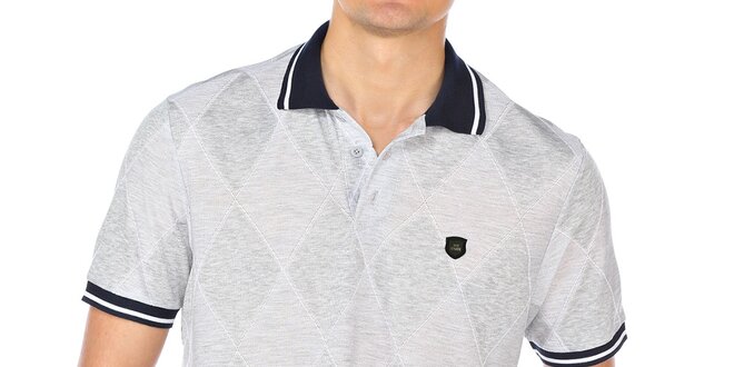 Pánské šedé kárované polo tričko M. Conte