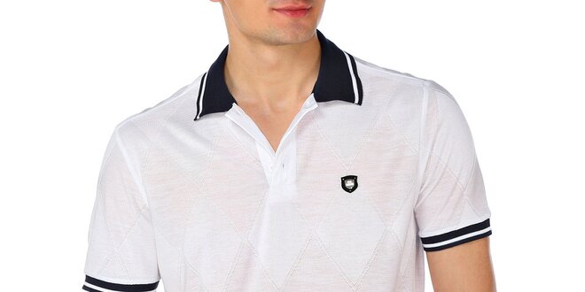 Pánské bílé kárované polo tričko M. Conte