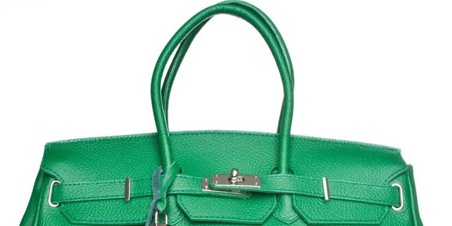 Dámská zelená kožená kabelka Made in Italia