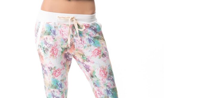 Dámské kalhoty s barevným květinovým potiskem Sixie