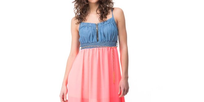 Dámské šaty s neonově růžovou sukní Sixie