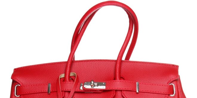 Dámská červená kožená kabelka Made in Italia