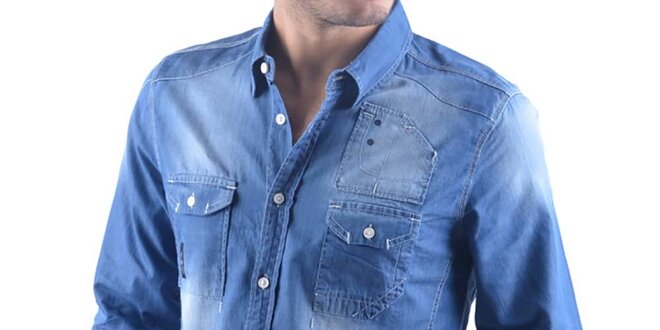 Pánská modrá džínová košile RNT23