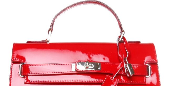 Dámská červená lakovaná kabelka Made in Italia