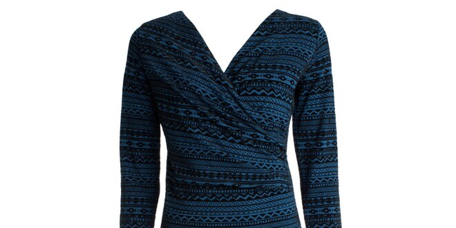 Dámské černo-modře vzorované šaty CeMe London