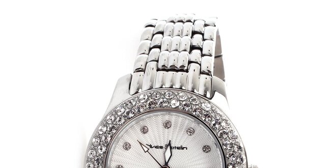 Dámské stříbrné hodinky s kamínky Yves Bertelin