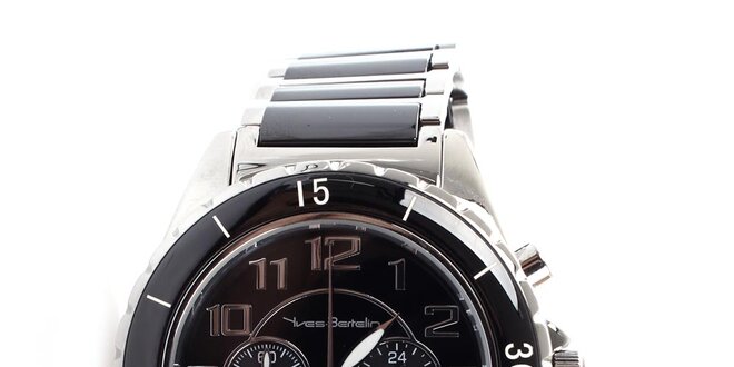Pánské černo-stříbrné hodinky Yves Bertelin