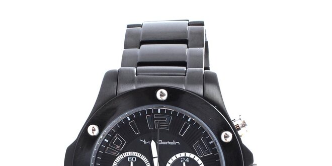 Pánské černé hodinky s chronografem Yves Bertelin
