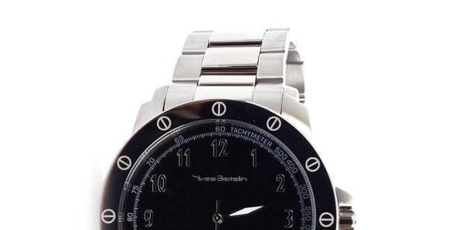 Pánské stříbrno-černé hodinky Yves Bertelin