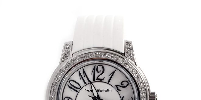 Dámské analogové hodinky s bílým páskem Yves Bertelin