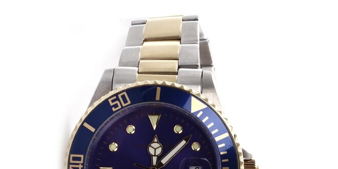 Pánské ocelové hodinky s modrým ciferníkem Yves Bertelin