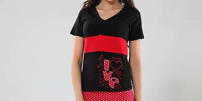 Dámské pyžamo Fagon - černé tričko a červené kalhoty