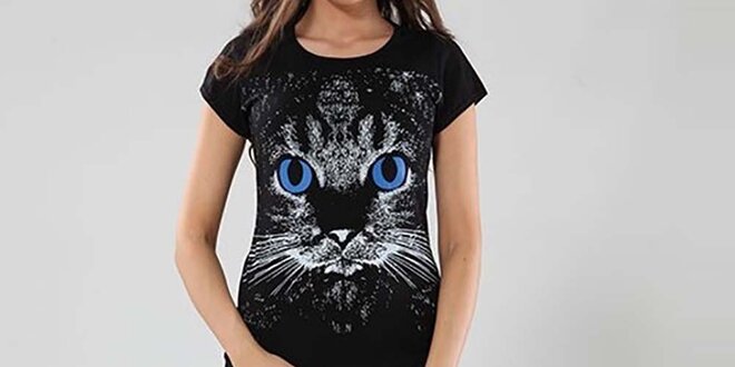 Dámské pyžamo Fagon - tričko s kočičkou a vzorované kalhoty