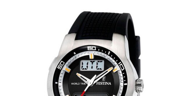 Pánské sportovní hodinky Festina s černým pryžovým páskem