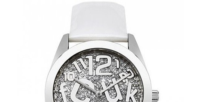 Dámské hodinky s kamínky FCUK - Bílé
