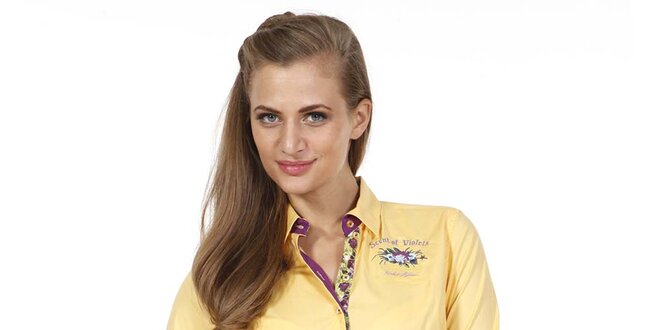 Dámská žlutá košile s kytičkou Pontto