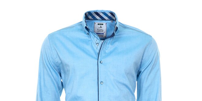 Pánská modrá košile s barevnými manžetami Pontto