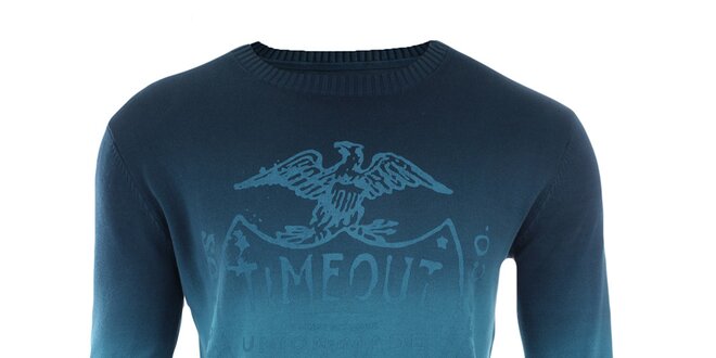 Pánský modrý svetr s potiskem Timeout