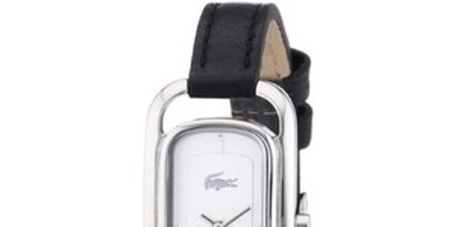 Dámské minimalistické hodinky s černým koženým páskem Lacoste