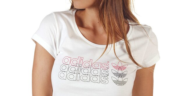 Dámské bílé tričko s potiskem Adidas
