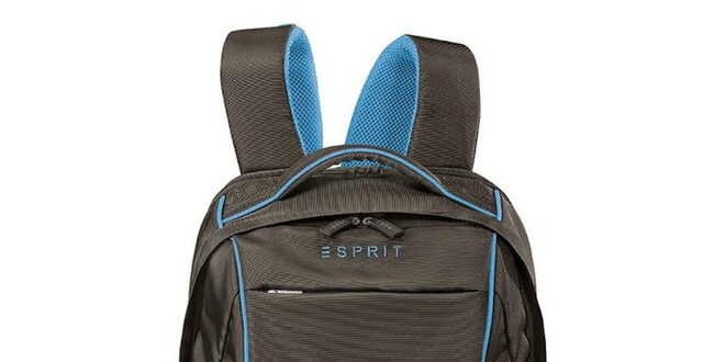 Hnědý lehký batoh s modrými prvky Esprit