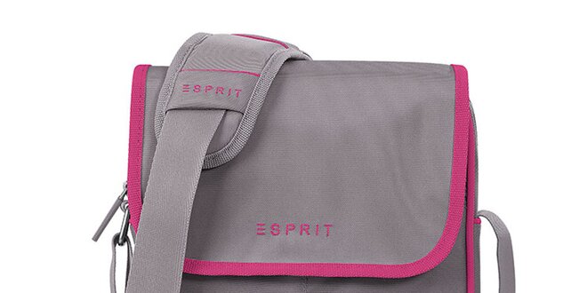 Šedá taška na tablet s růžovými prvky Esprit