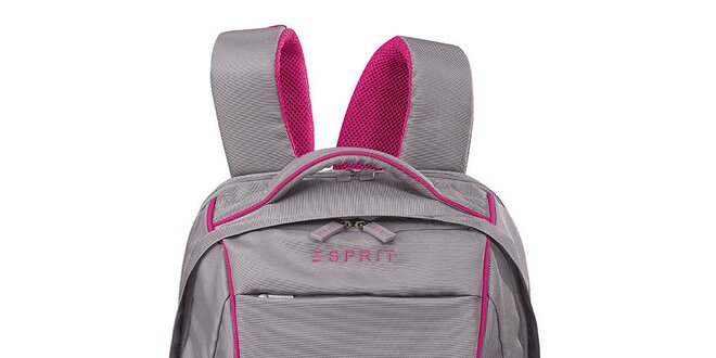 Šedý lehký batoh s růžovými prvky Esprit