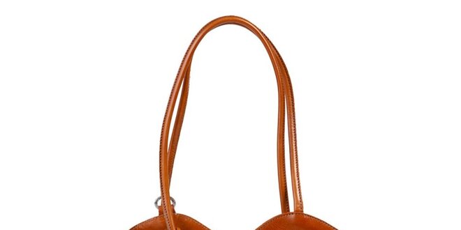 Dámská koňaková kožená kabelka asymetrického střihu Giulia