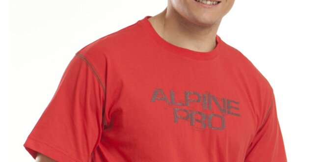 Pánské červené tričko s nápisem Alpine Pro