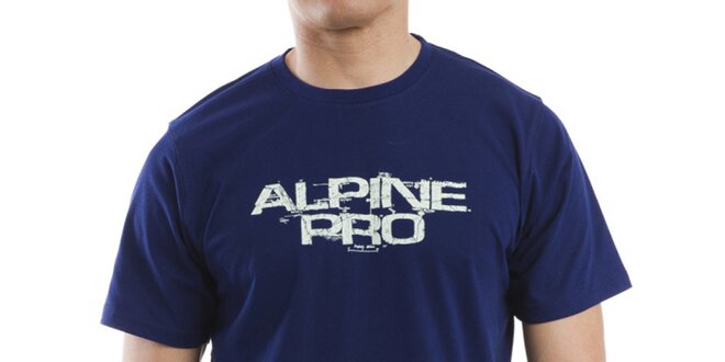 Pánské modré tričko s bílým nápisem Alpine Pro