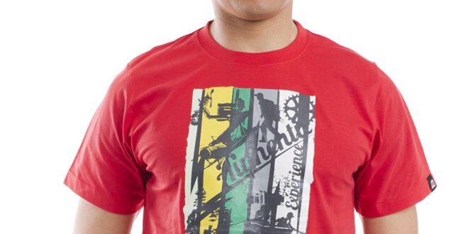 Pánské červené tričko s barevným potiskem Alpine Pro