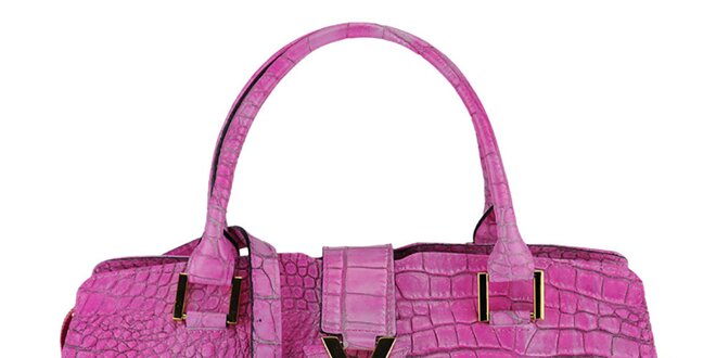 Dámská fialová kožená kabelka s krokodýlím vzorem Giulia