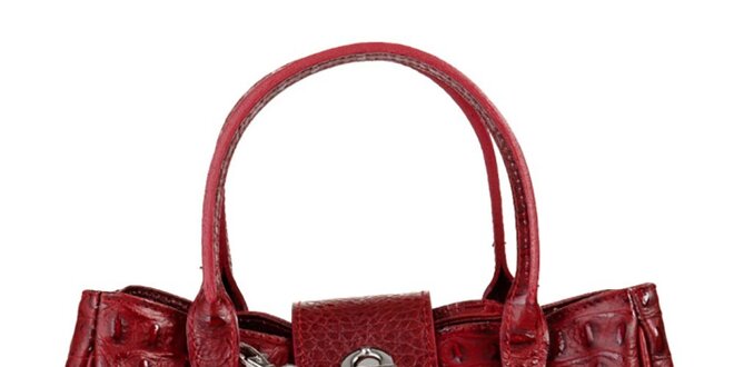 Dámská červená kožená podlouhlá kabelka s kapičkami Giulia