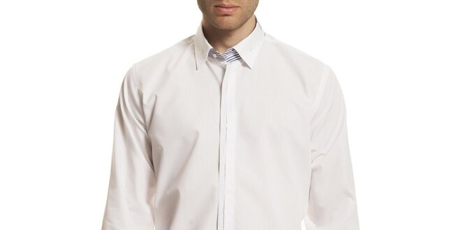 Pánská bílá košile se vzorovanými manžetami Dewberry