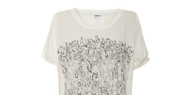 Maxi tričko na spaní v krémové barvě DKNY