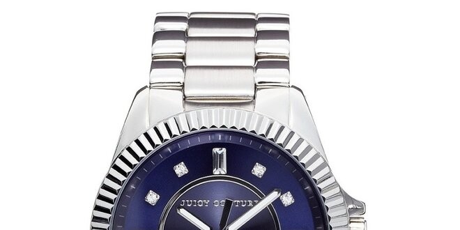 Dámské stříbrné hodinky s modrým ciferníkem Juicy Couture